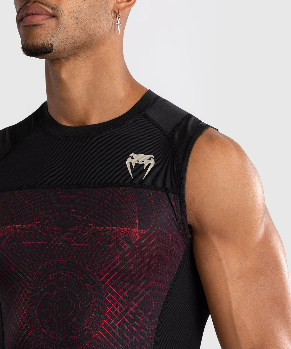 Venum G-Fit Air Rashguard Senza Maniche - Nero Profondo/Rosso Fuoco