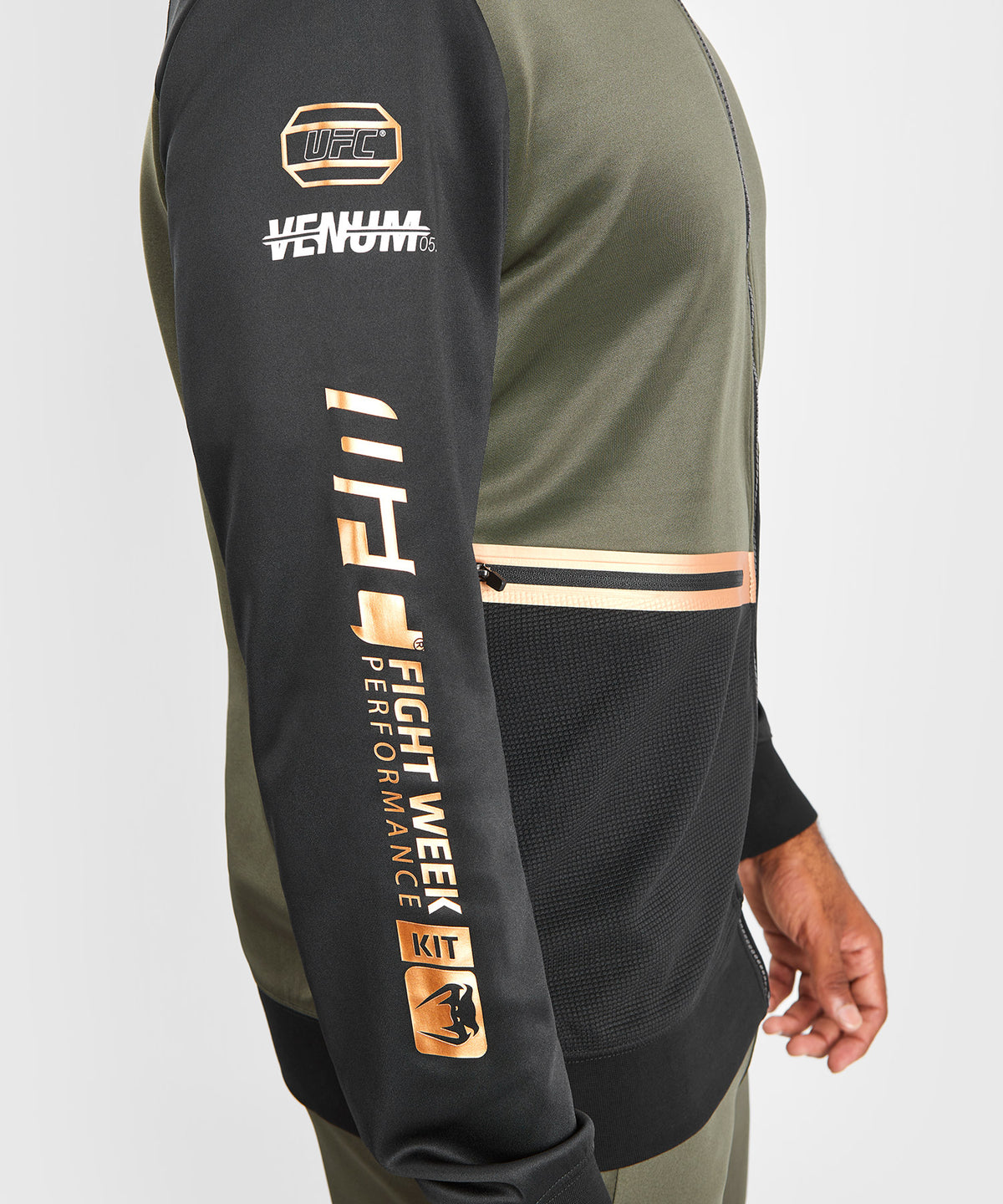 UFC Adrenaline by Venum Fight Week Herren Zip Hoodie - Khaki/Bronze