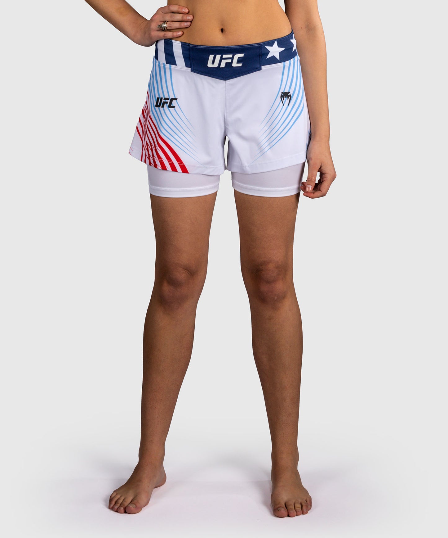 Women's Official UFC Freedom 250 by Venum White Authentic Fight Night Fight Short