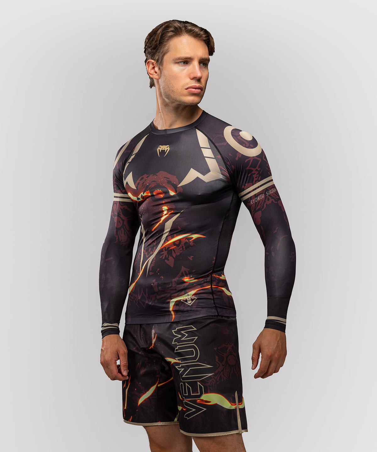 Jujutsu Kaisen x Venum Sukuna Langarm Rashguard – Schwarz/Beige