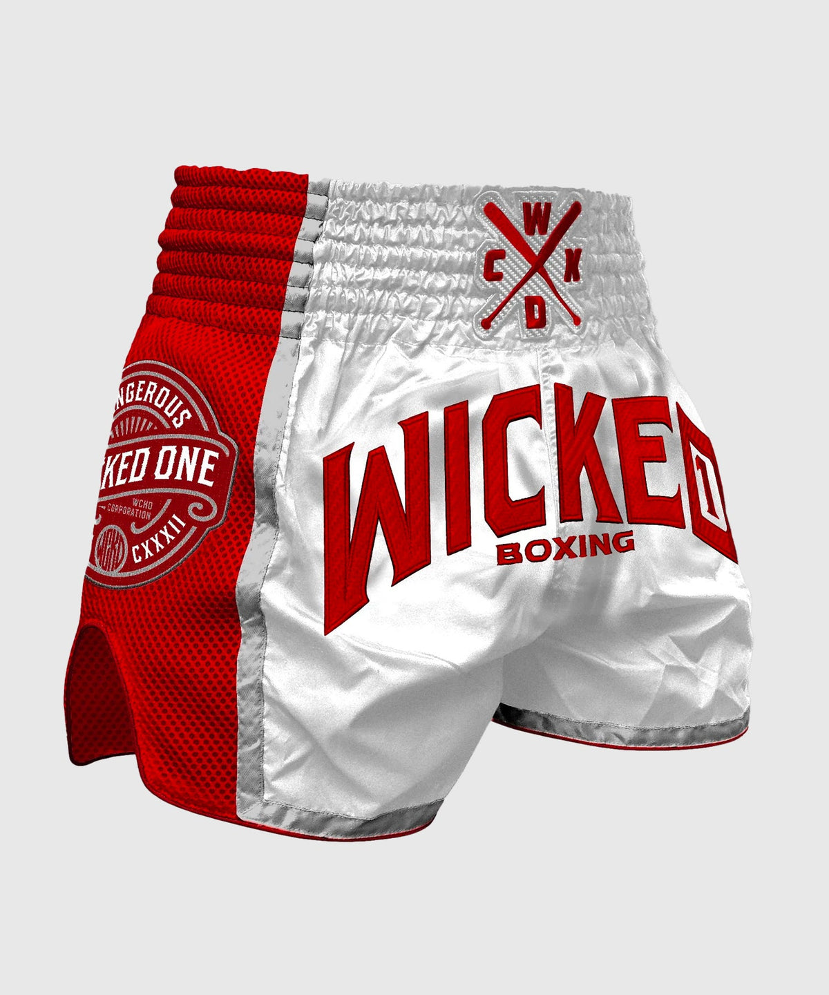Short De Muay Thai Wicked One Block - Blanc/Rouge