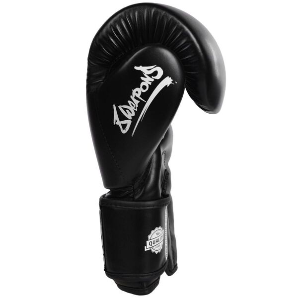 8 Weapons Pure Black Boxing Gloves - Black/White