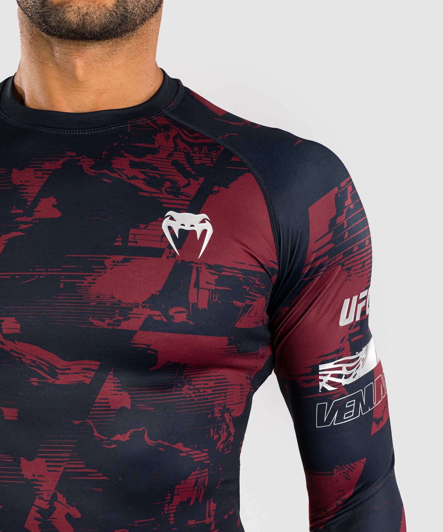 Rashguard manches longues Performance Homme UFC Zenith by Venum Authentic Fight Week - Bleu marine/Bordeaux/Argent