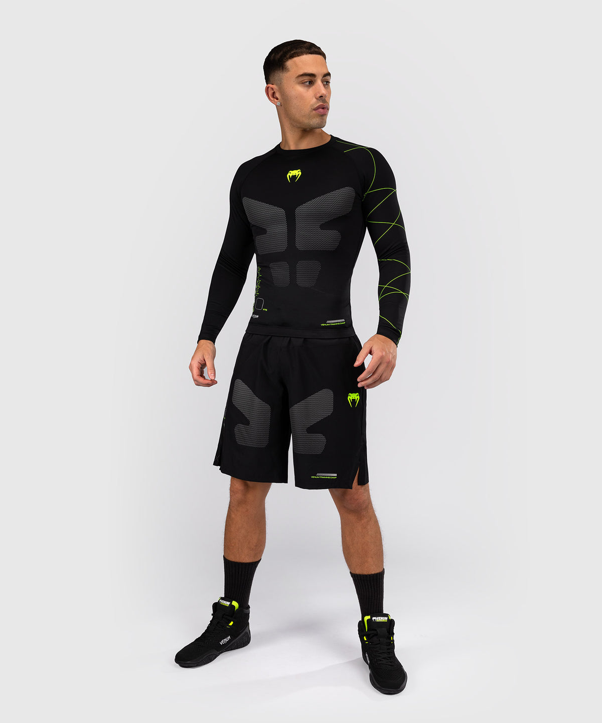Venum Training Camp 4.0 Langarm Rashguard - Schwarz/Neongrün