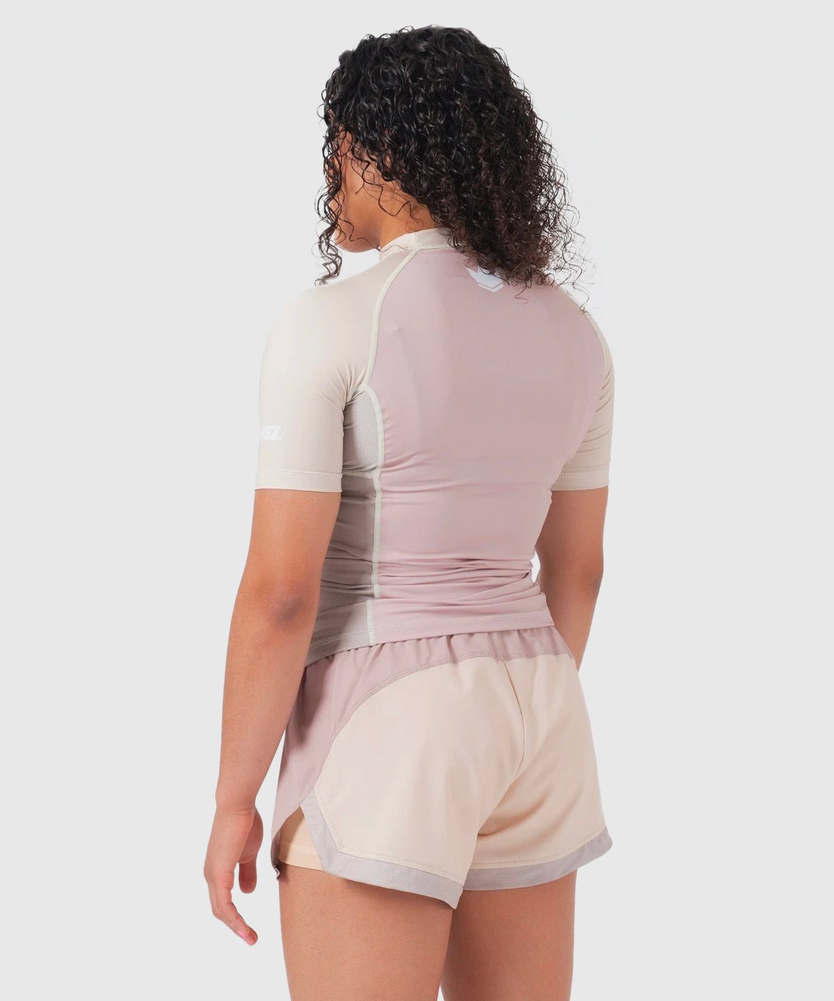 Kingz Terra Rashguard de Manga Corta para Mujer - Rosa/Beige