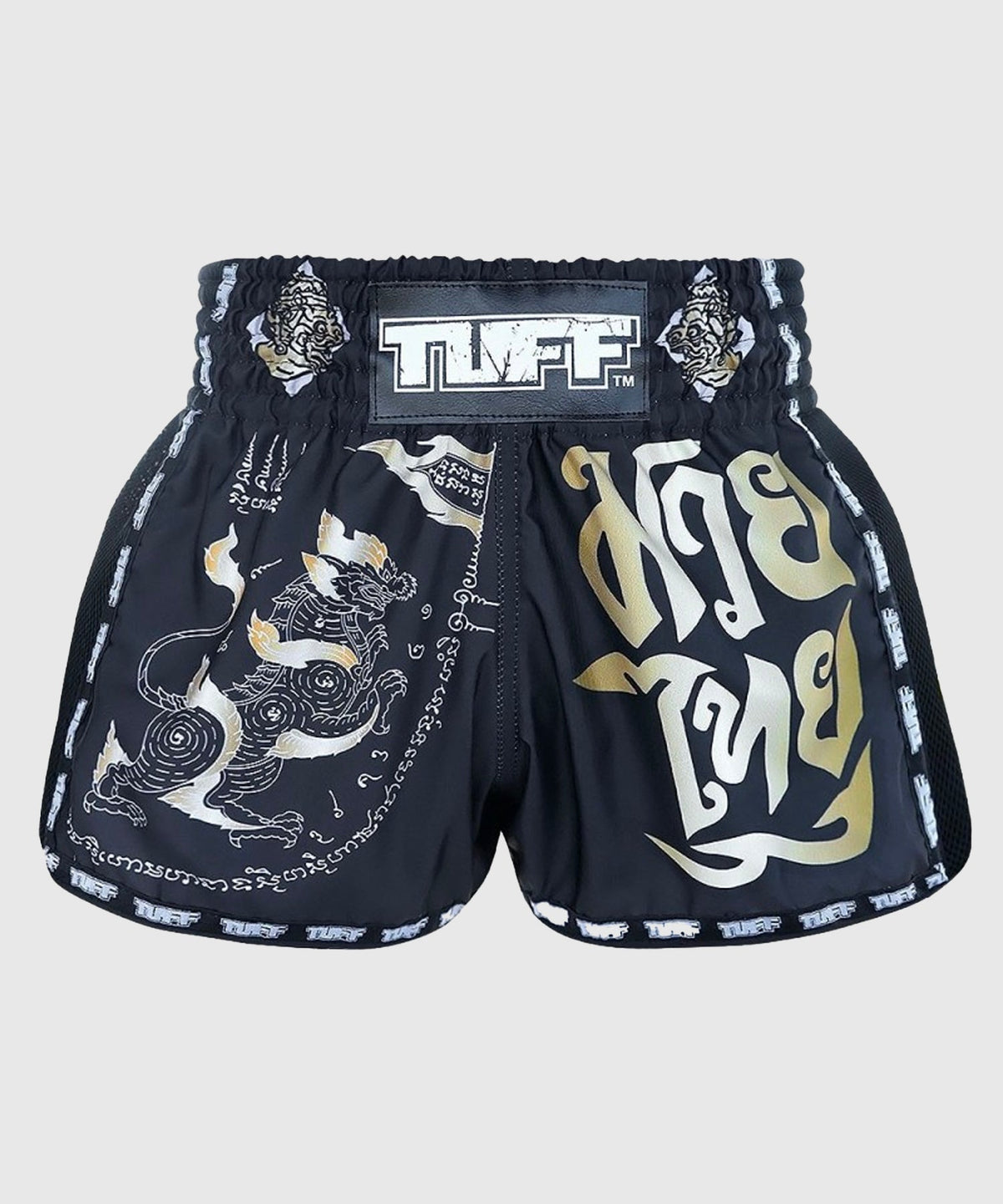 Tuff Retro Singha Yantra Pantaloncini da Muay Thai - Nero
