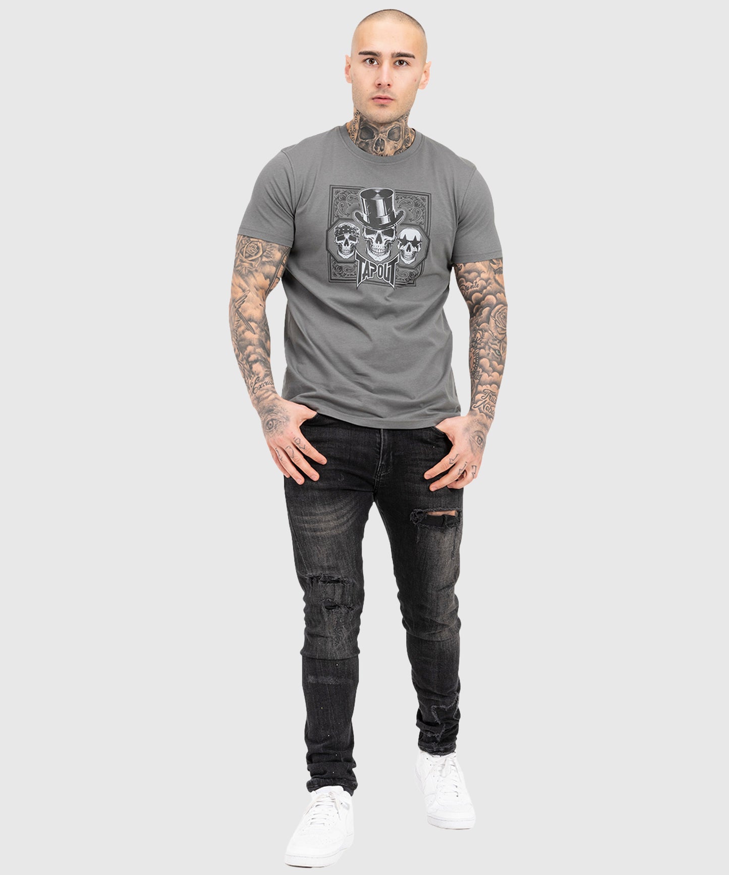Tapout Skull T-Shirt - Grau/Schwarz