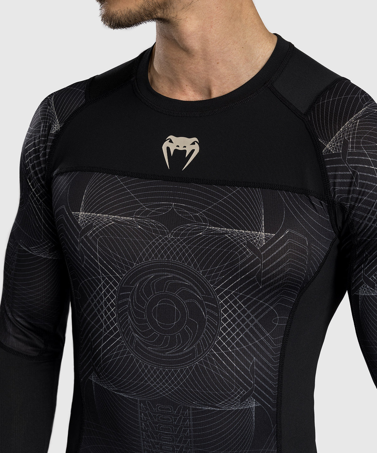 Venum G-Fit Air Men's Long Sleeve Rashguard - Deep Black/Desert Sand