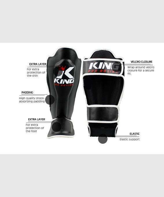 King Pro Boxing Schienbeinschoner - Schwarz/Weiß