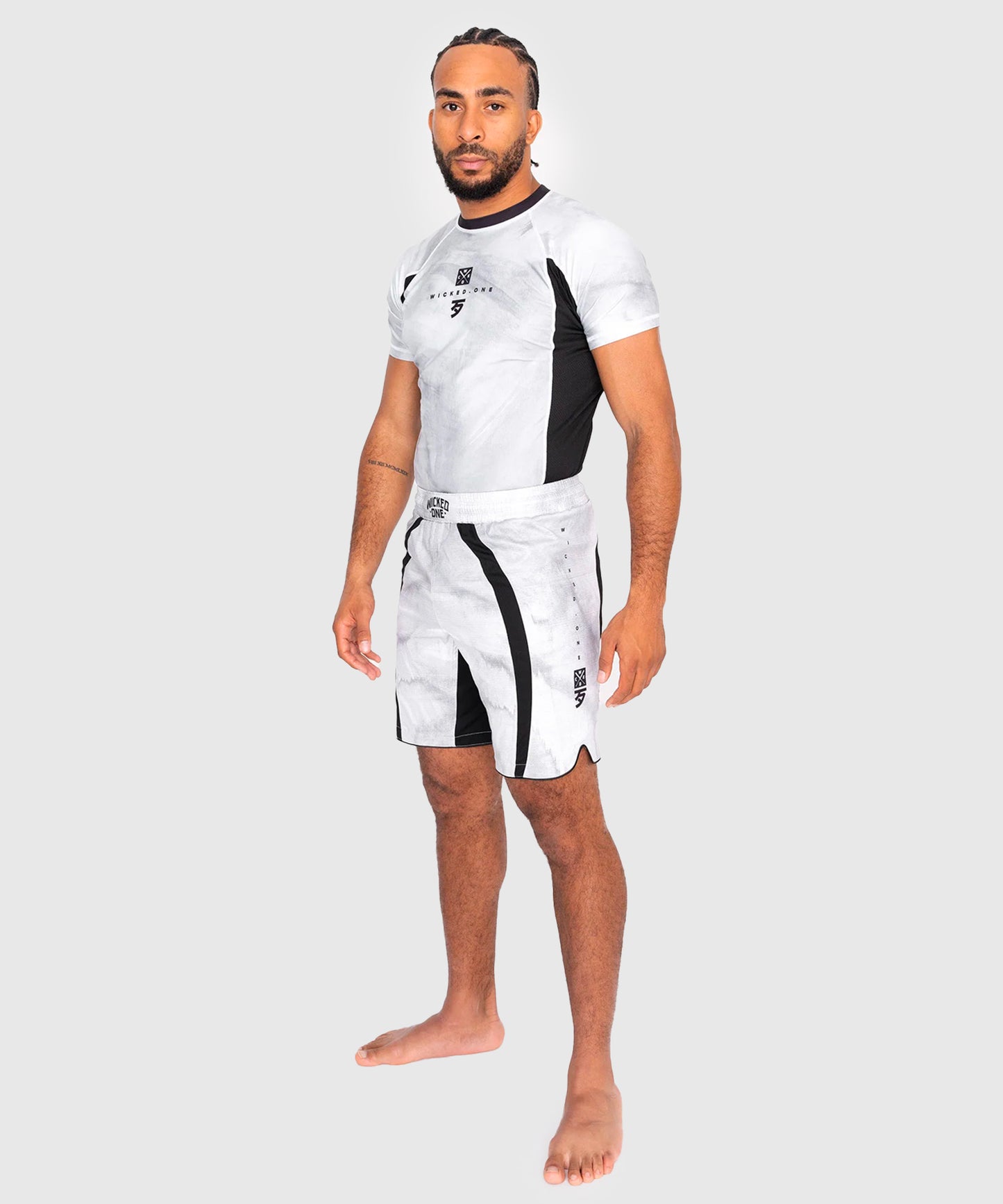 Short de MMA Wicked One Eager Contest - Blanc/Noir