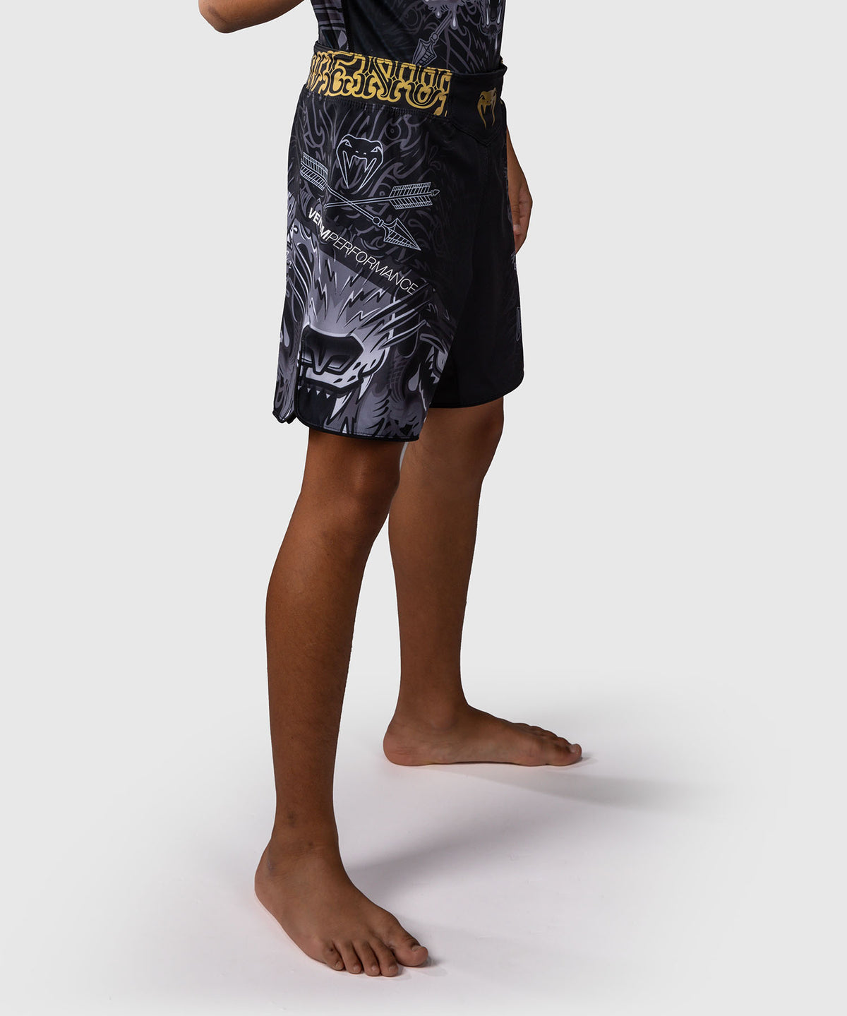 Venum Wolf Atak Kinder Fightshorts – Schwarz/Grau