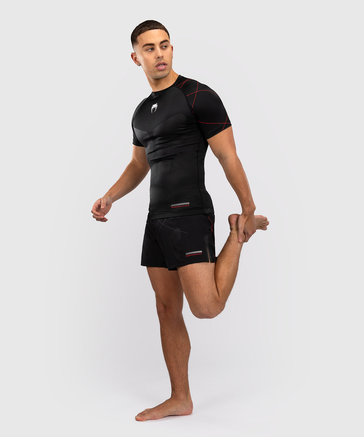 Venum Tactical XT Rashguard a maniche corte - Nero/Rosso fuoco