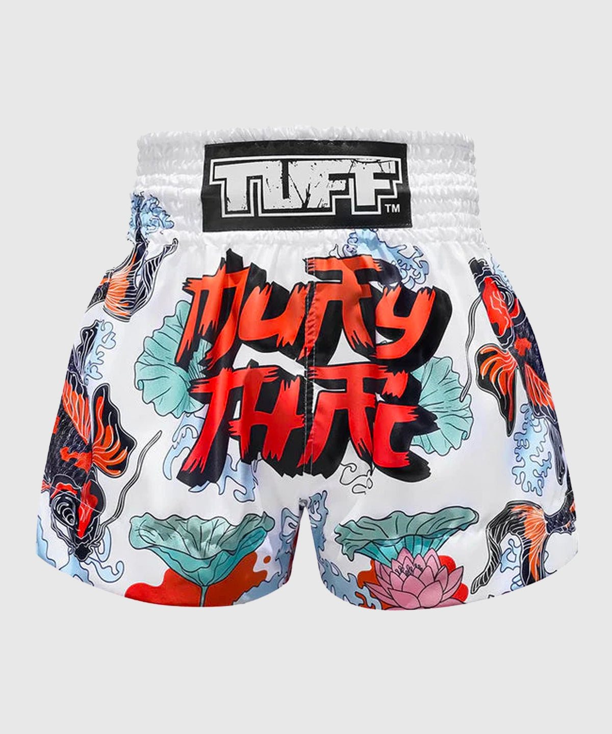Tuff Japanese Koi Fish Pantalones de Muay Thai - Blanco