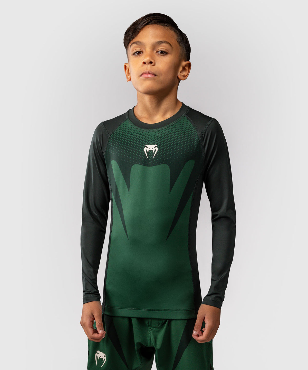 Venum Attack Rashguard a manica lunga per bambini - Verde foresta/ Bianco sporco