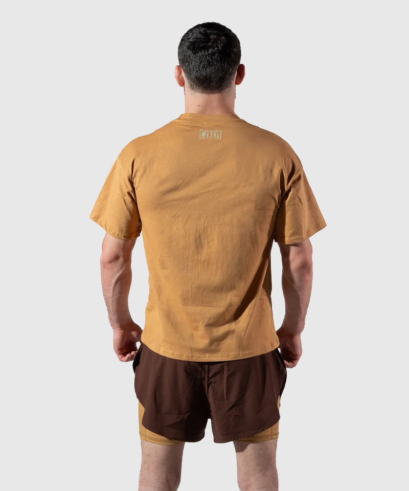 Metal Boxe Caucasian Hills Baumwoll-T-Shirt - Beige