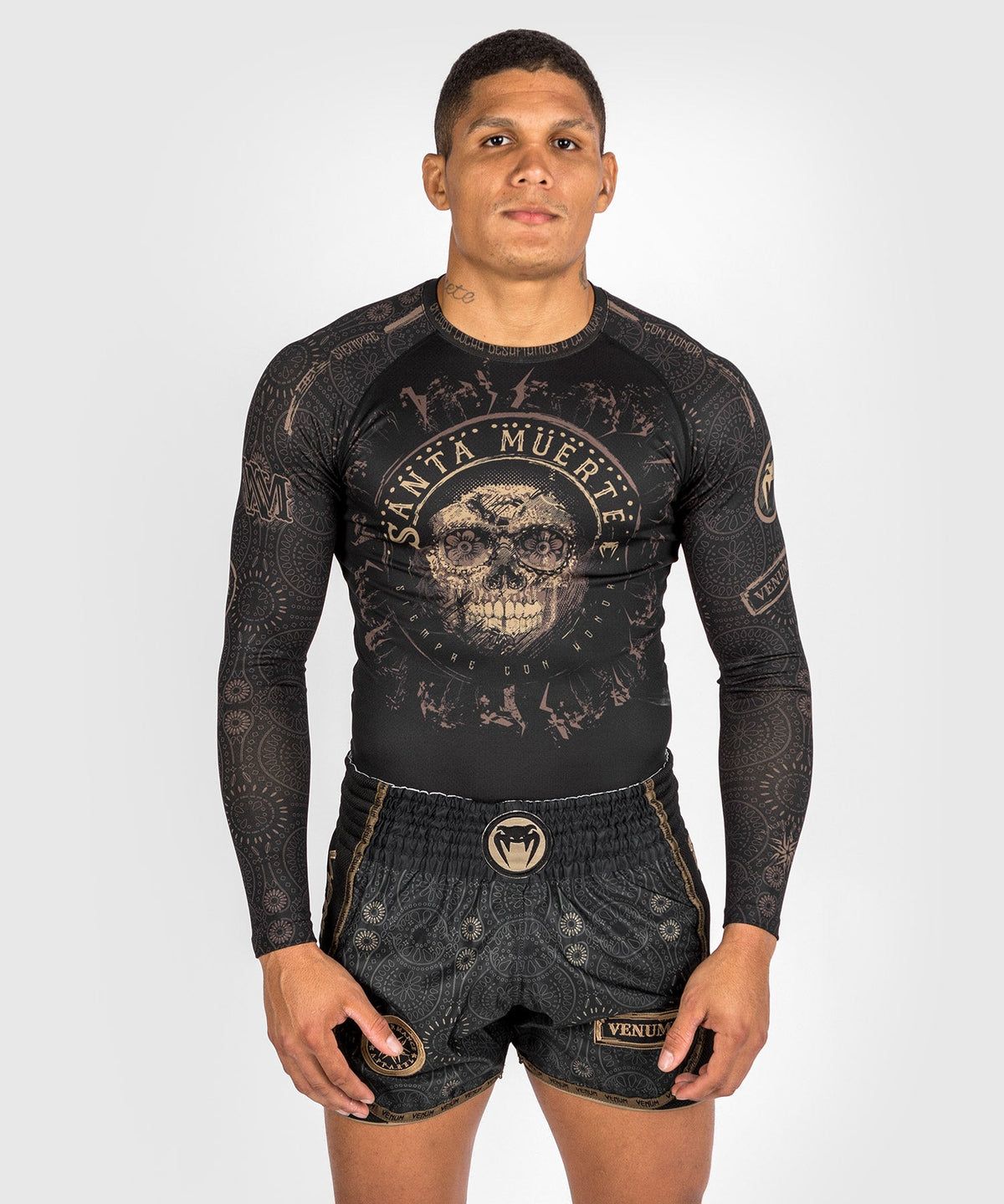 Rashguard Santa Muerte Dark Side Venum - Langarm - Schwarz/Braun