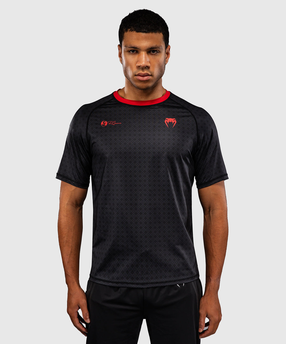 Venum x Roger Gracie Signature Dry-Tech-T‑Shirt - Schwarz/Rot