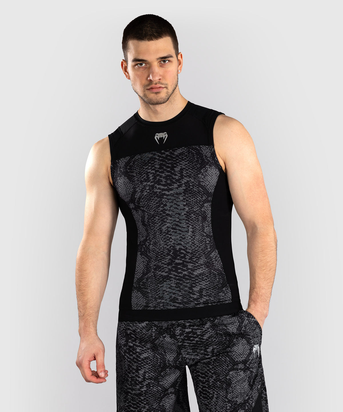 Rashguard Sans Manches Venum G-Fit Scales – Noir/Gris Charbon