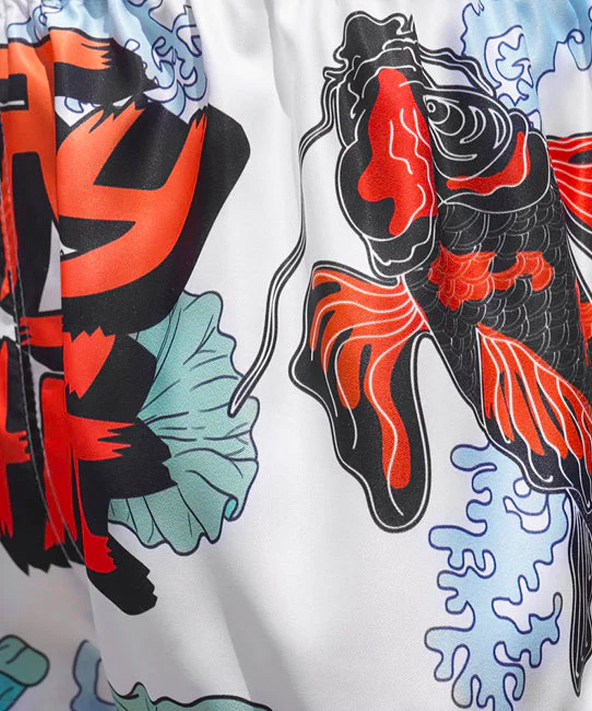 Tuff Japanese Koi Fish Pantalones de Muay Thai - Blanco