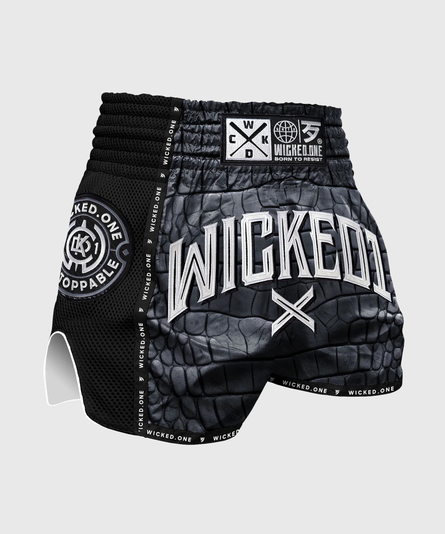 Short De Muay Thai Wicked One Caïman - Noir