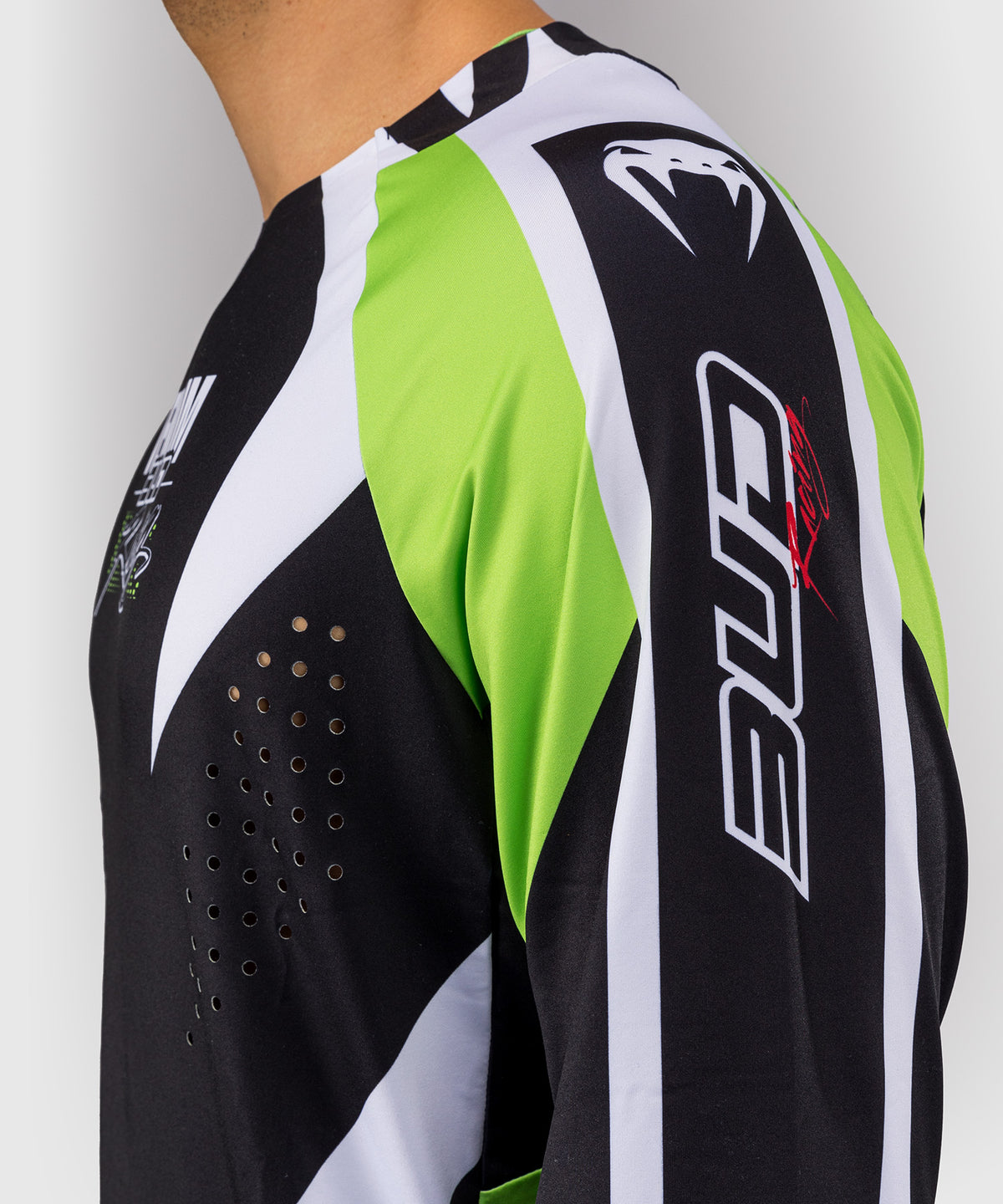 Venum x Bud Racing Maglietta Dry-Tech Uomo - Nero/Bianco/Verde lime