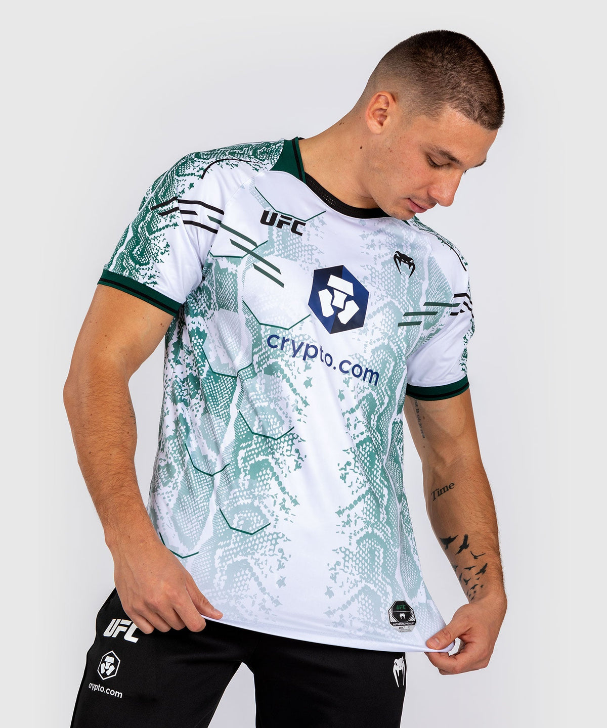 T-shirt Technique pour Hommes UFC Adrenaline by Venum Authentic Fight Night - Emerald Edition - Blanc/Vert
