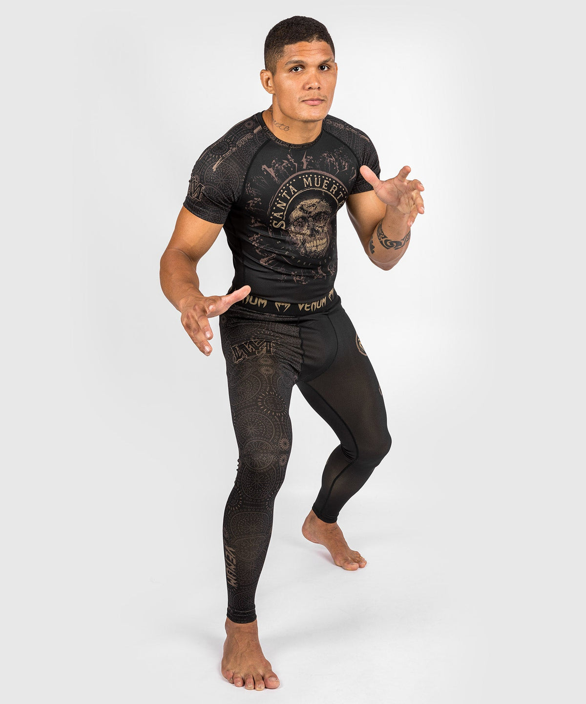 Rashguard Santa Muerte Dark Side Venum - manches courtes - Noir/Marron
