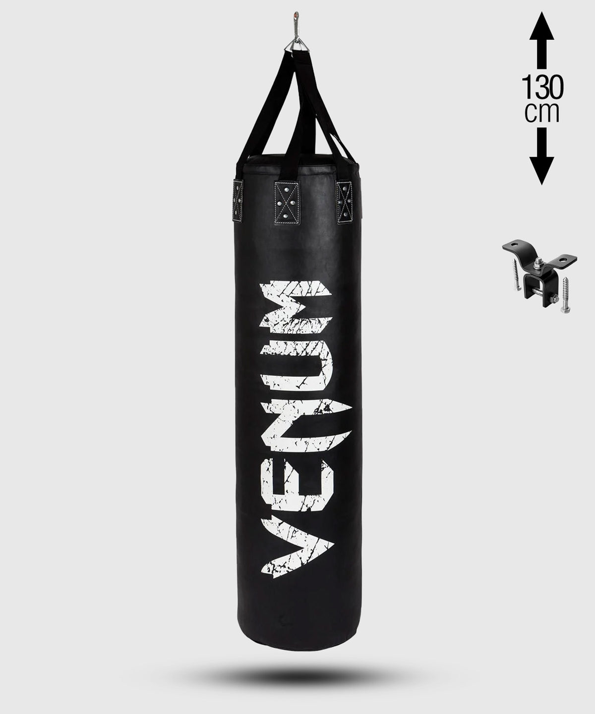 Venum Challenger Heavy bag + Ceiling Hook - Black/White - Filled - 130cm