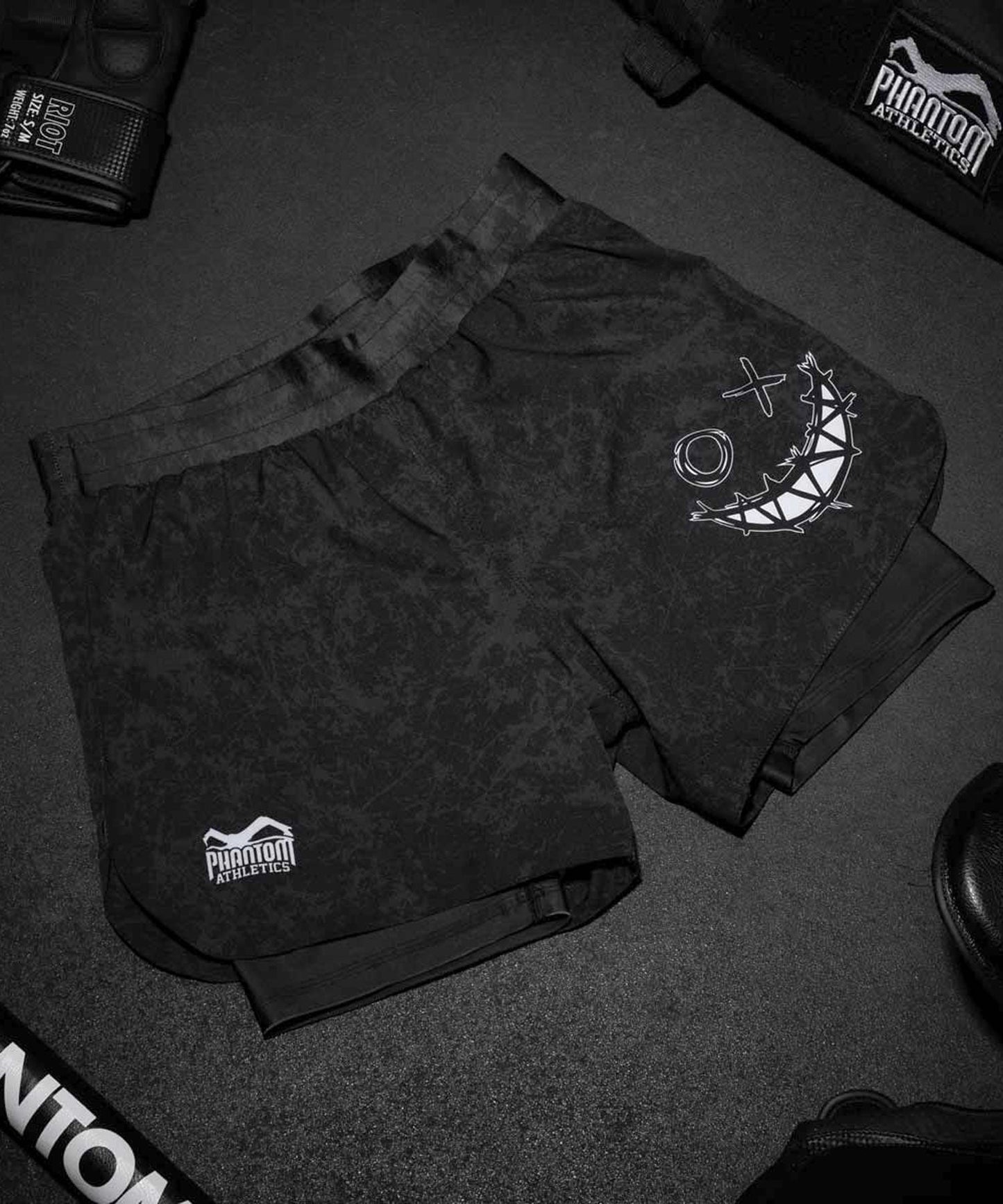Phantom Athletics Fusion 2In1 Serious Fight Shorts - Black