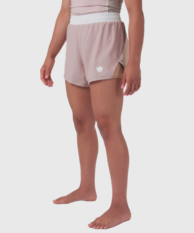 Kingz Hybrid Fightshorts da Donna - Beige/Rosa