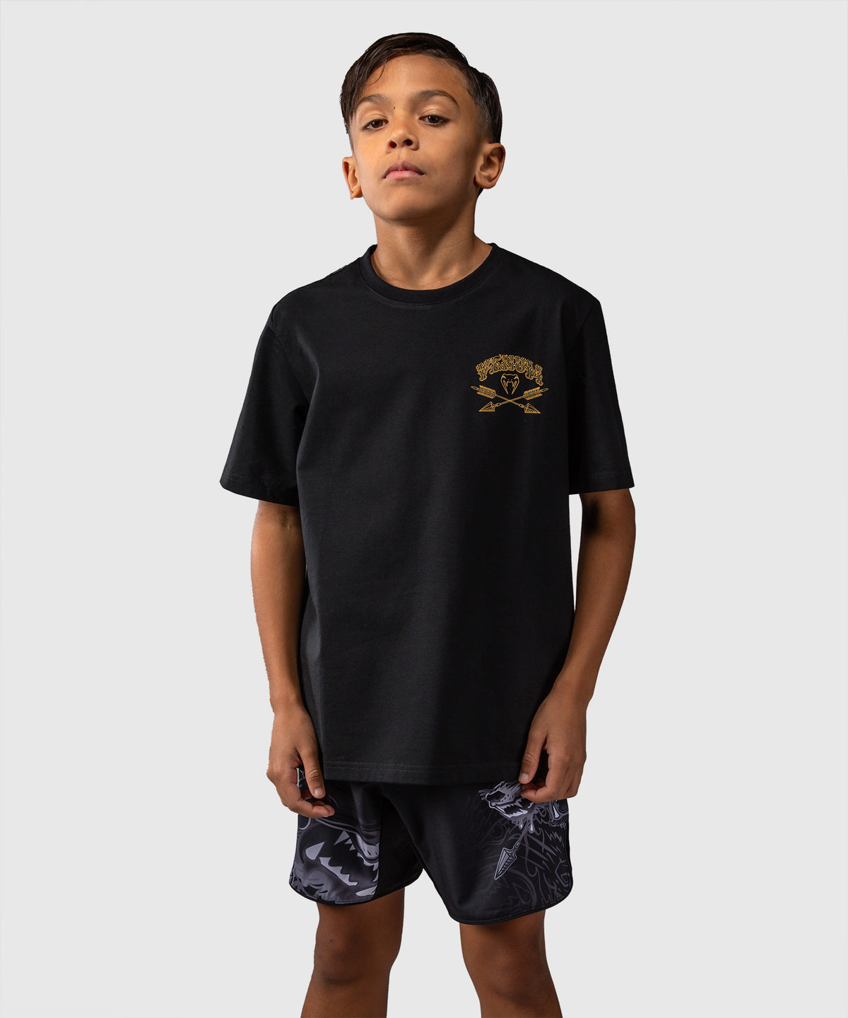 Venum Wolf Atak Kids T-Shirt - Black/Grey