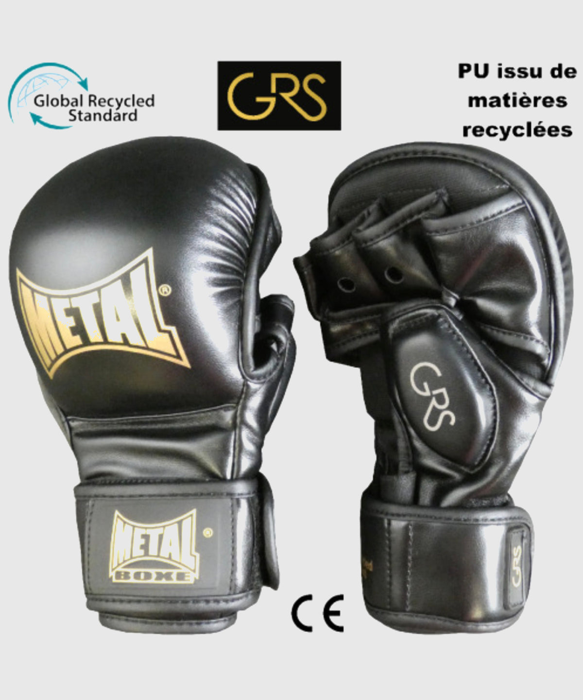 Metal Boxe Metal Grs Guantes de Sparring MMA - Negro/Oro
