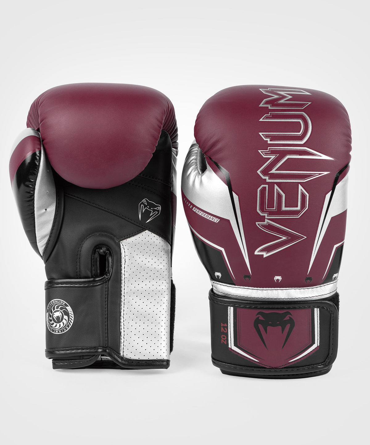 Venum Elite Evo Guanti da Boxe - Borgogna/Argento