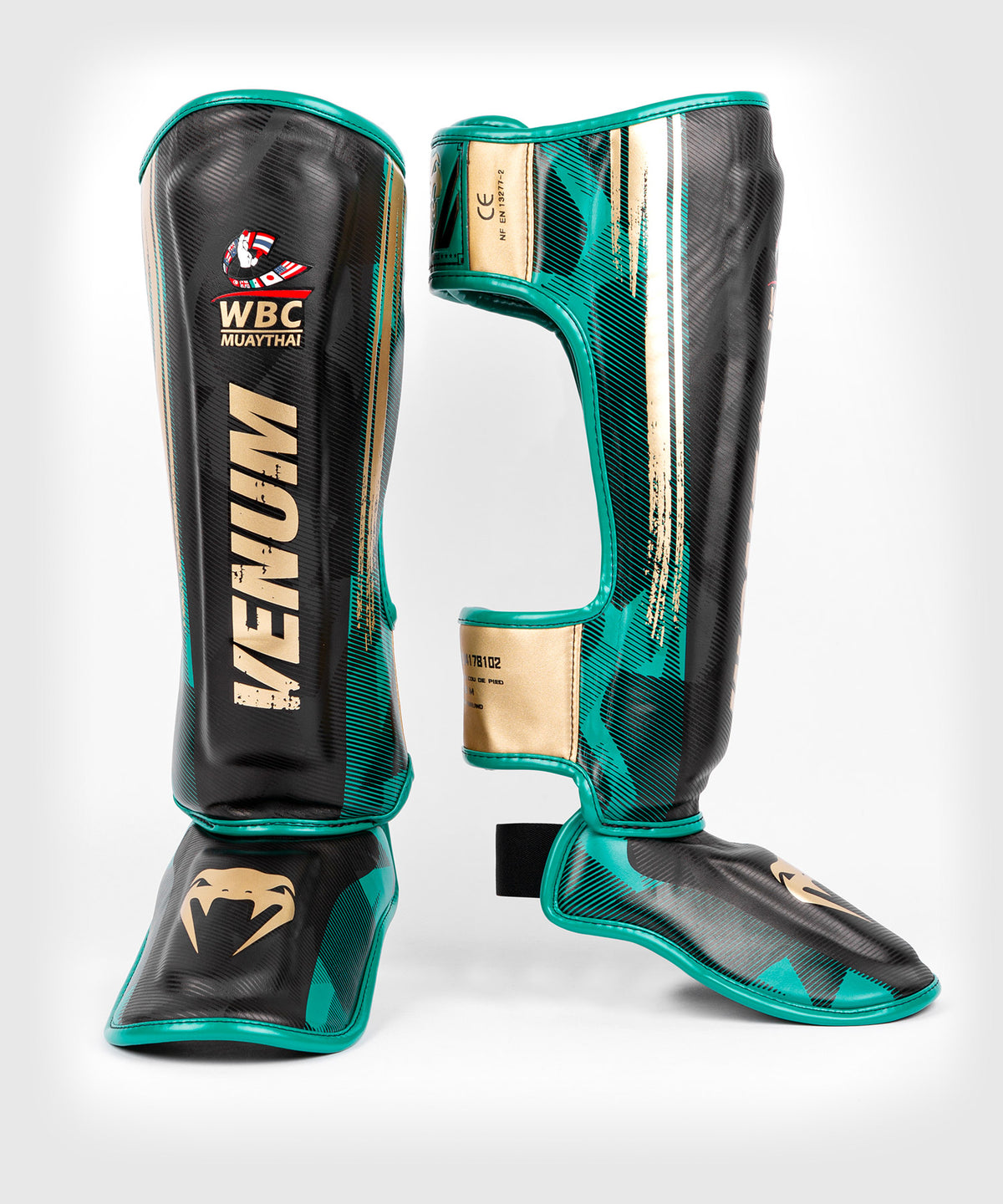 Protège-tibias Venum WBC Muay Thai - Noir/Vert