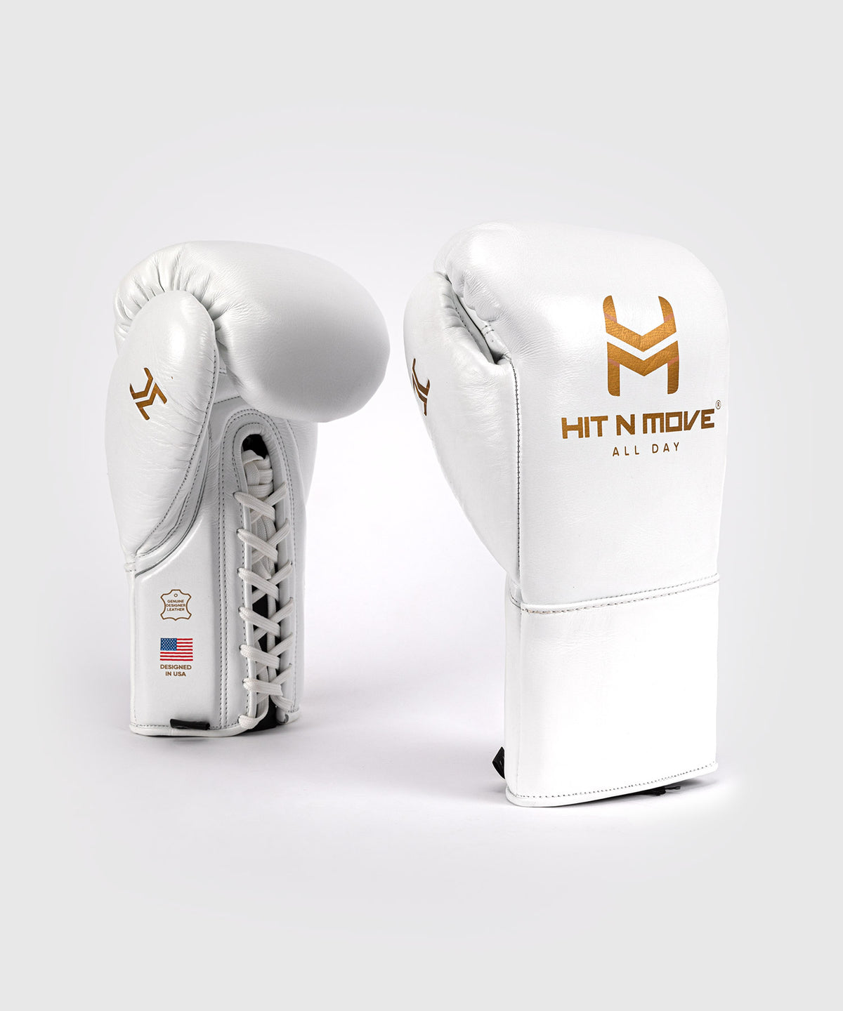 Hit N Move All Day® Pro Guantoni da Boxe con Lacci - Bianco