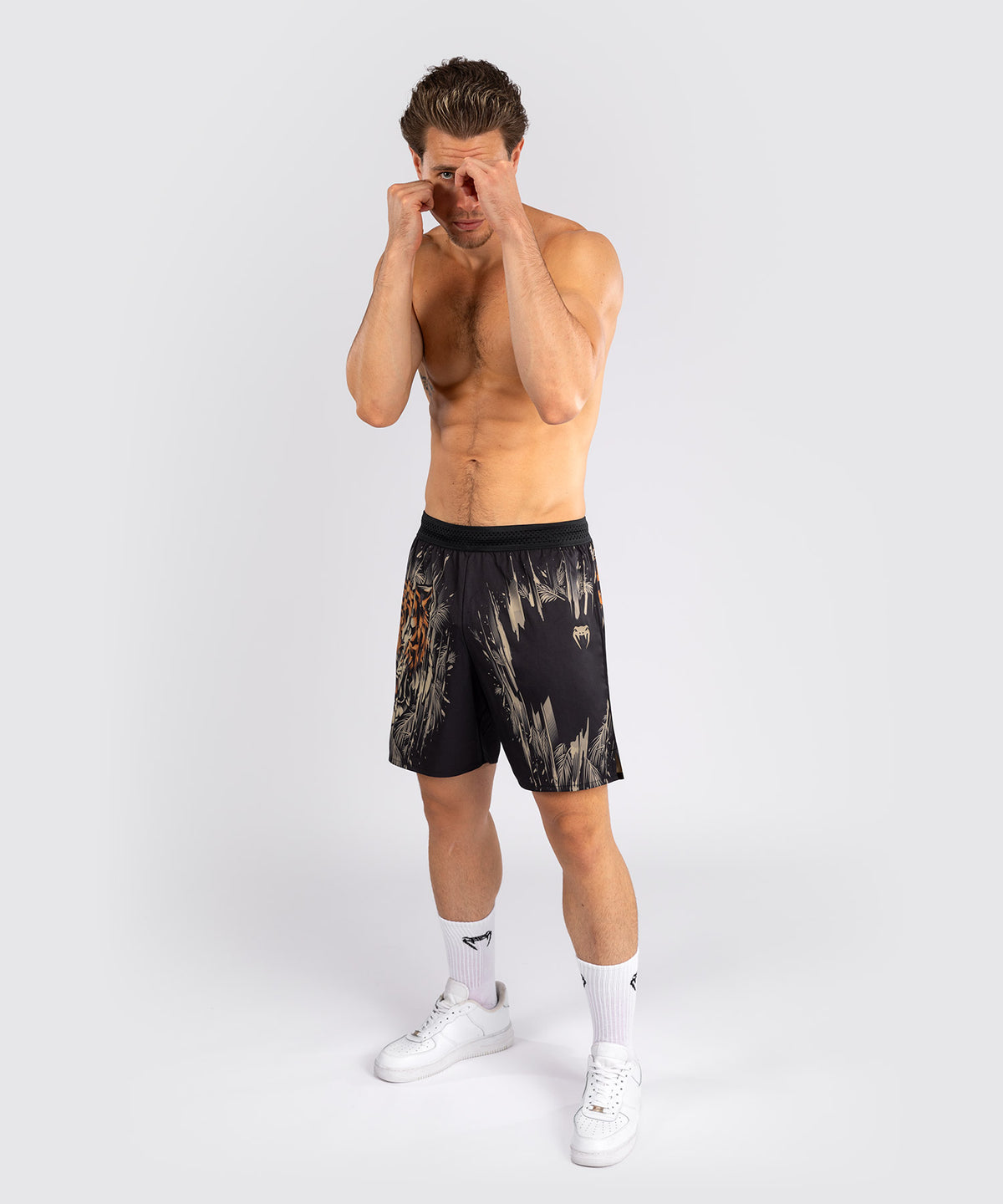 Venum Tiger Pantalones Cortos de Entrenamiento para Hombre - Negro/Naranja Neón