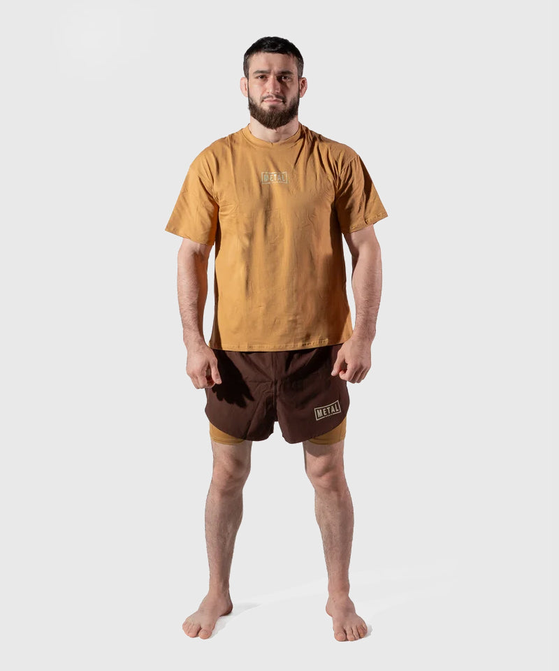 Metal Boxe Caucasian Hills Baumwoll-T-Shirt - Beige