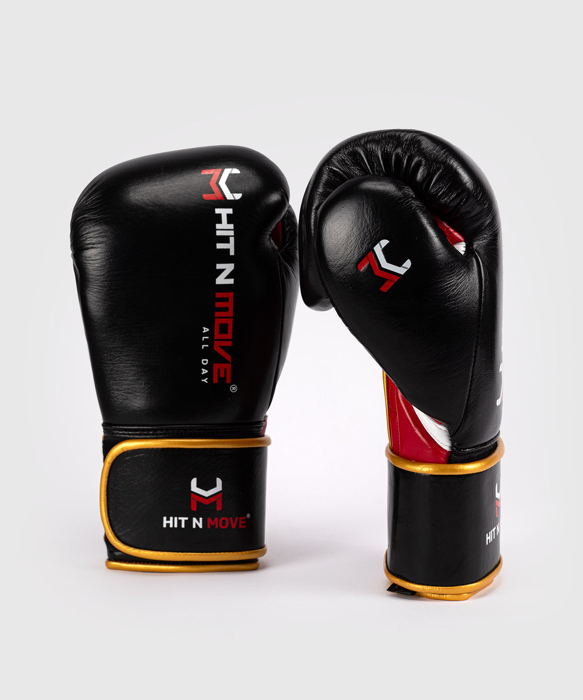 Hit N Move All Day® Pro Grip Plus Guantoni da Boxe - Nero/Rosso/Oro
