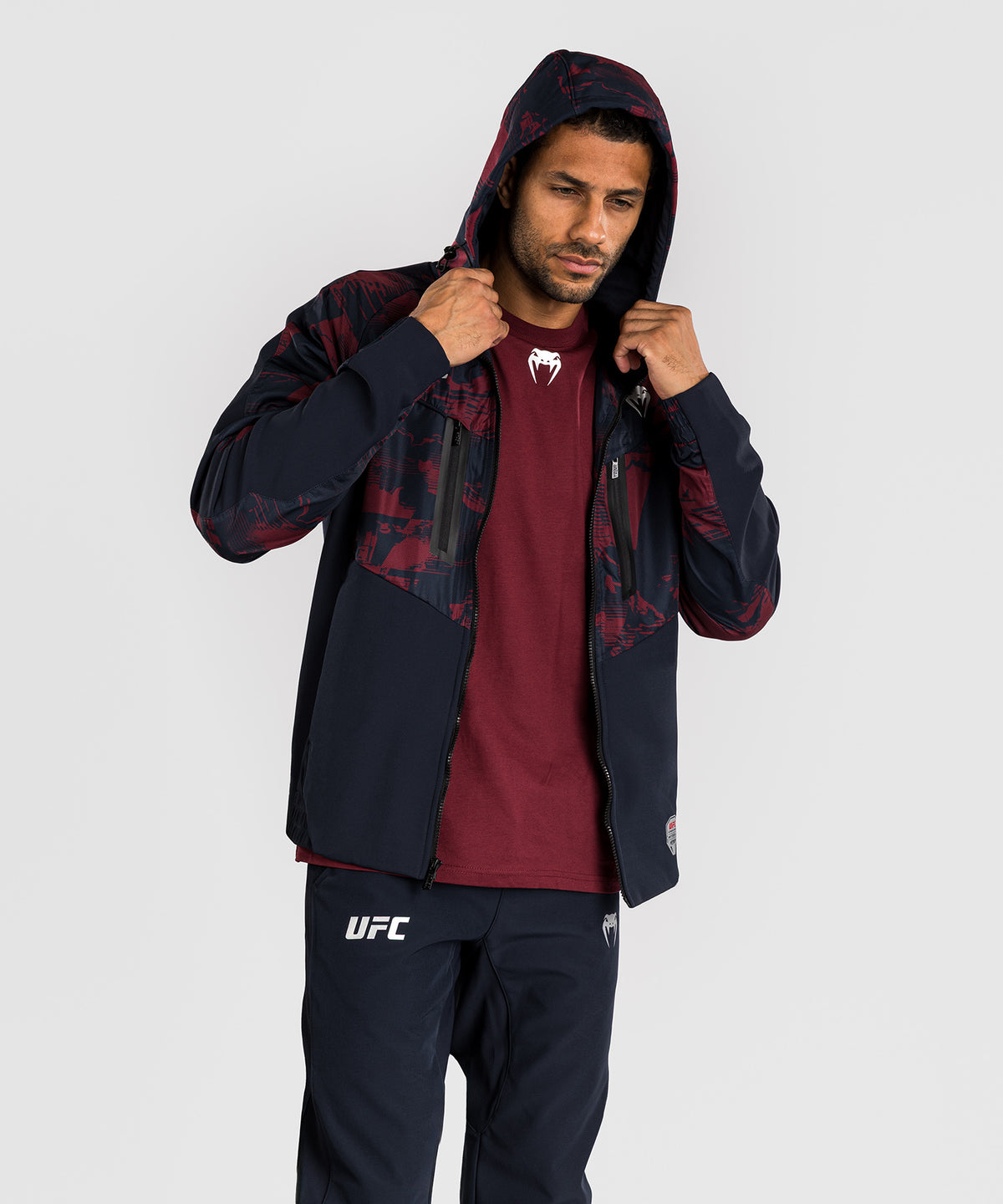 Men's UFC Zenith by Venum Burgundy Authentic Fight Week Zip Hoodie