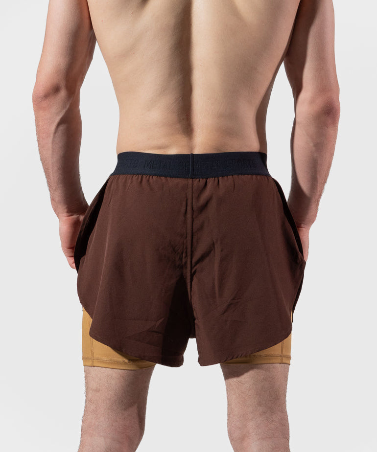 Metal Boxe Caucasian Hills 2-in-1-Fightshorts - Braun