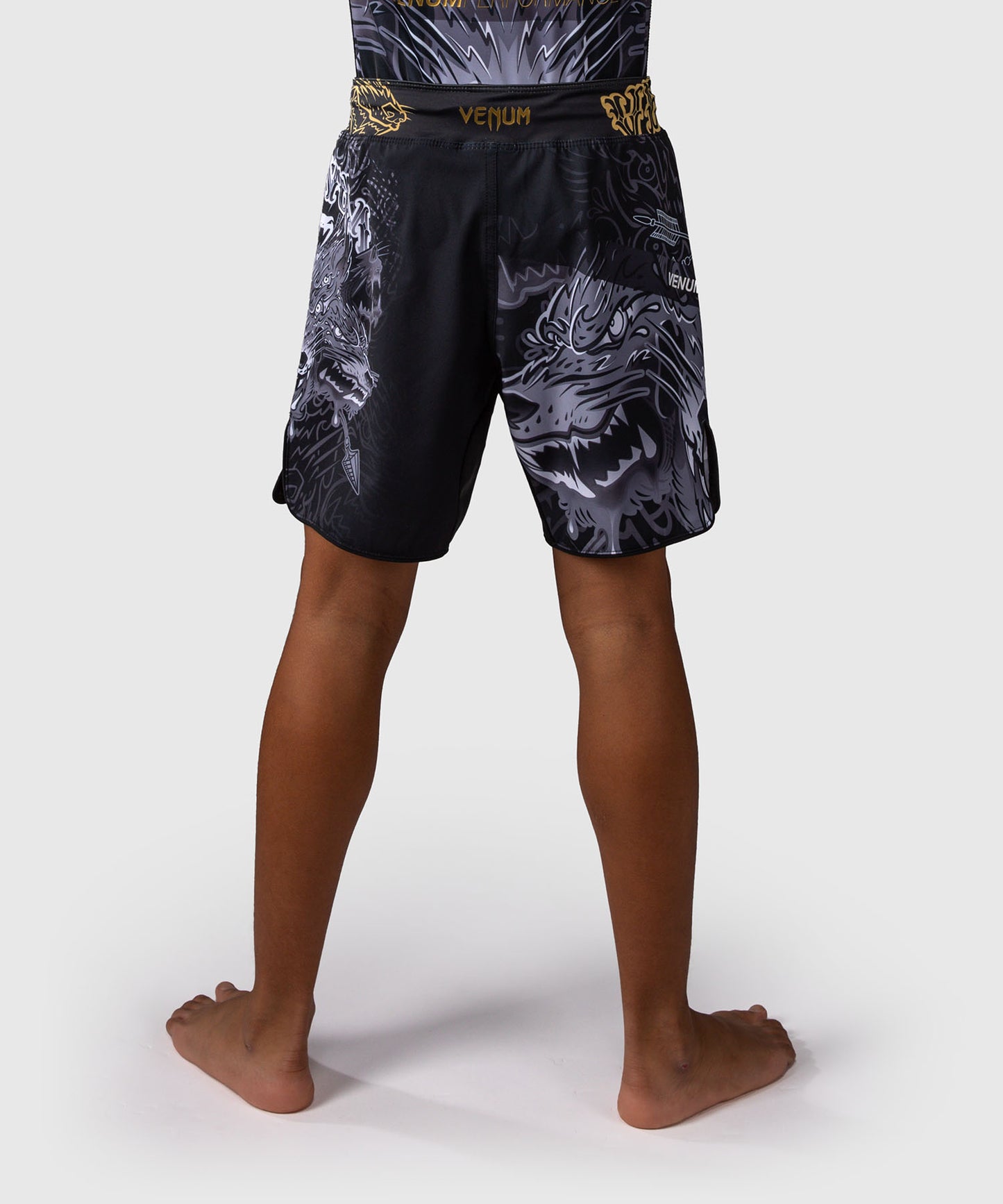 Venum Wolf Atak Kinder Fightshorts – Schwarz/Grau