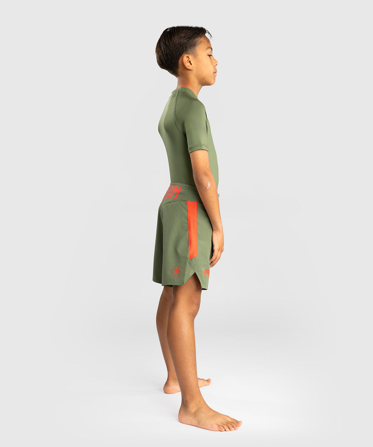 Venum Light Kids Fightshorts - Army Green/Orange