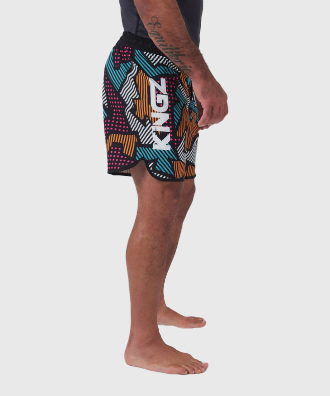 Kingz Patchwork Fightshorts - Nero/Arancione/Blu