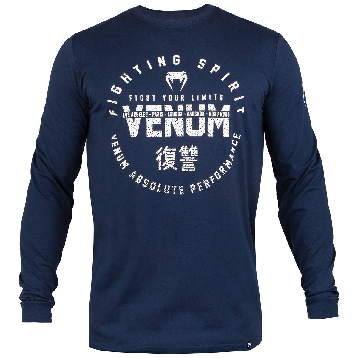 T-shirt Venum Signature - Manches longues - Bleu Marine/Blanc