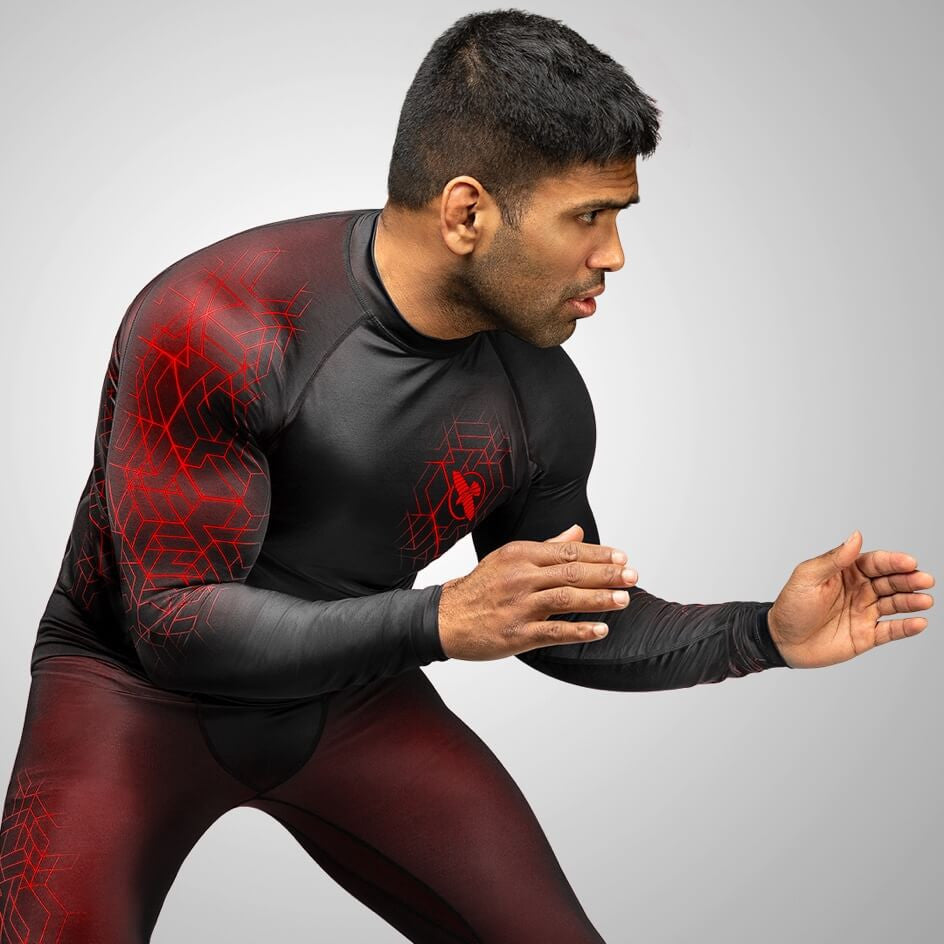 Hayabusa Geo Langarm-Rashguard - Rot