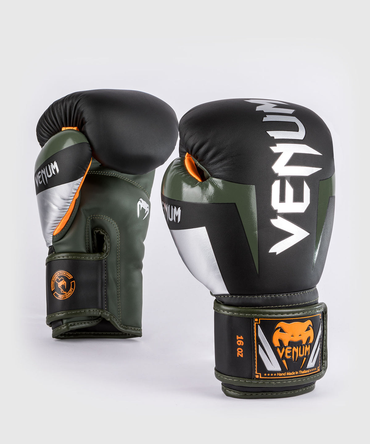 Venum Elite Boxhandschuhe - Schwarz/Silber/Kaki