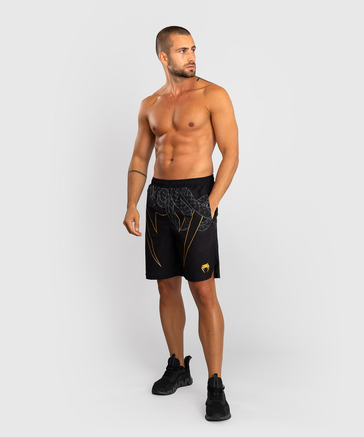 Venum Serpenti Training Shorts - Black/Silver/Gold