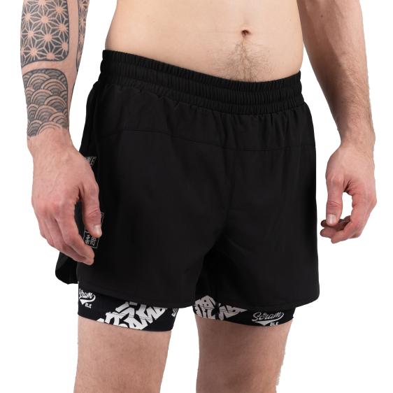 Scramble Dual Layer Fight Shorts - Black