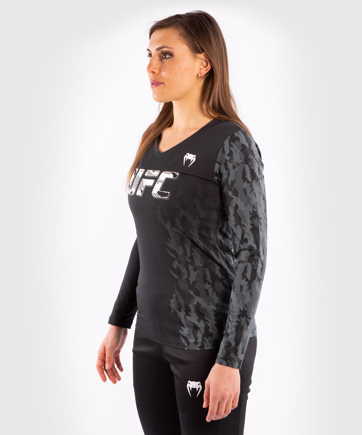 Camiseta De Algodón Manga Larga Para Mujer UFC Venum Authentic Fight Week - Negro