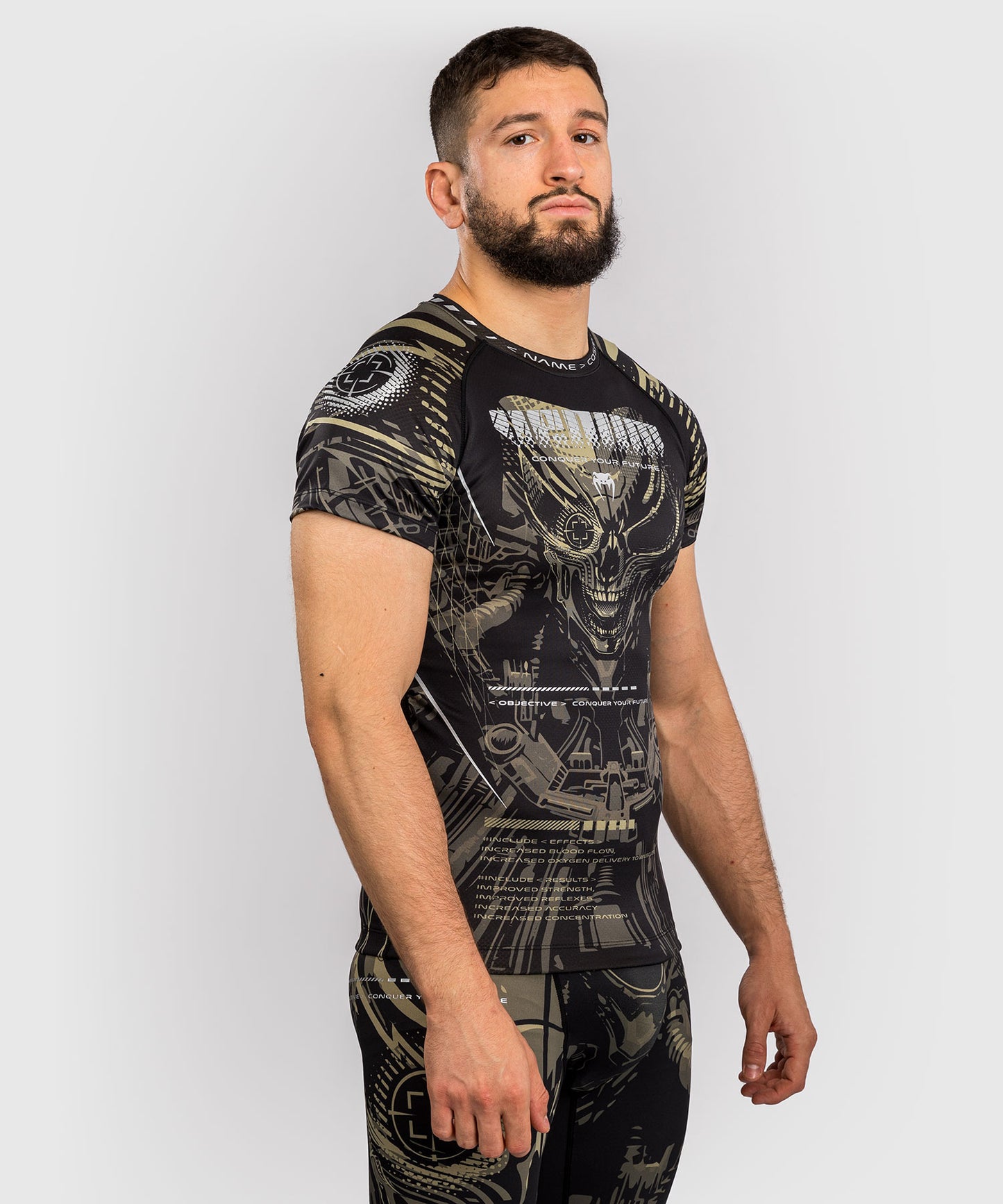 Venum Invader Kurzarm Rashguard - Schwarz/Sand